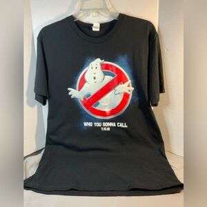 Ghostbusters movie promo Black Graphic glow in The dark T-Shirt size Med.